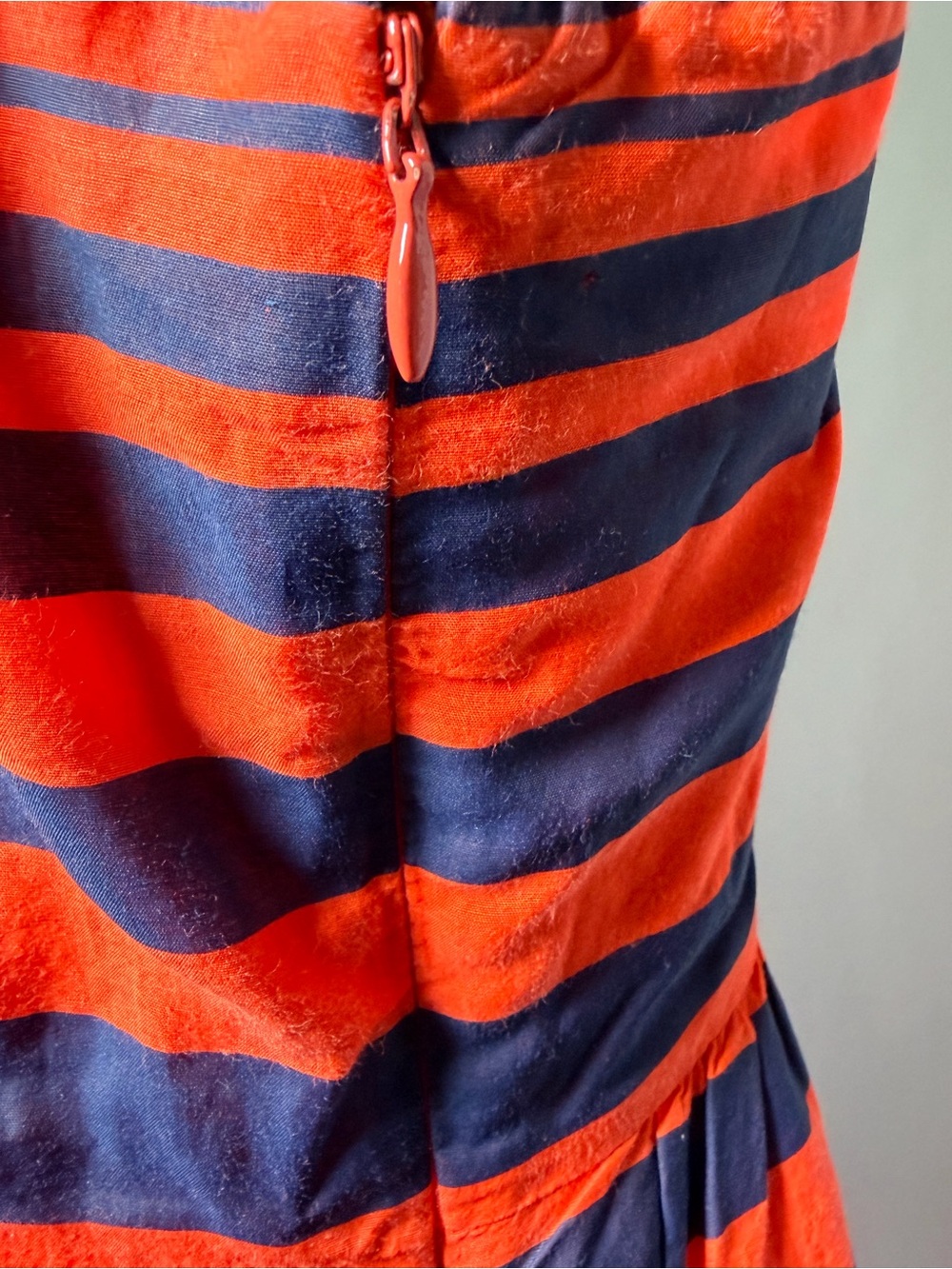 Gap Striped Maxi Dress Size 0 Orange and Navy Spaghetti Strap Fit Flare Long - Picture 4 of 11